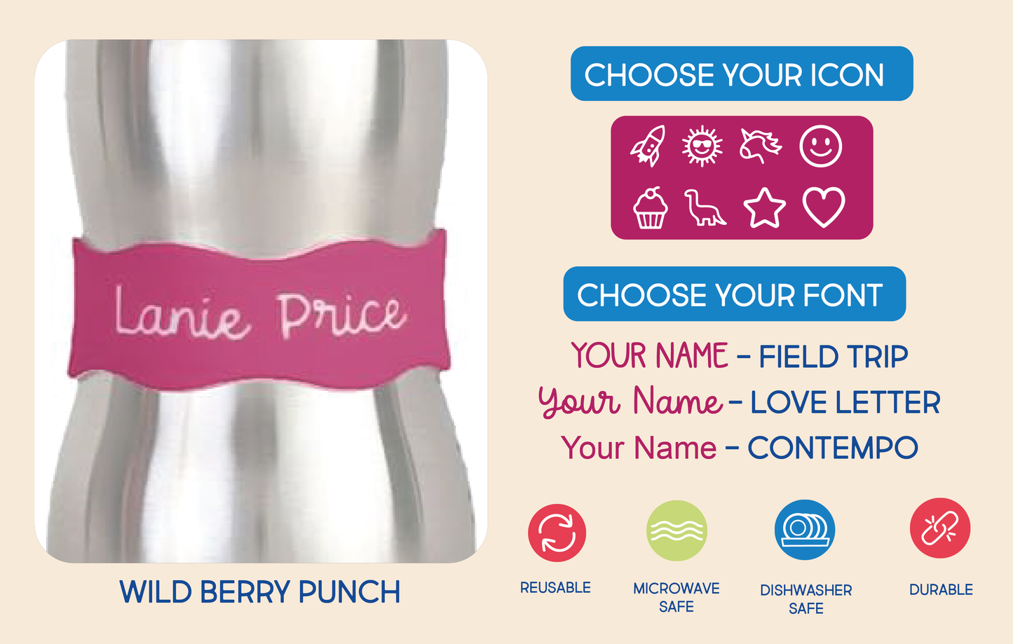 Orbit Labels® 2.0 (Pack of 4 Labels): Field Trip / Star / Flamingo Pink