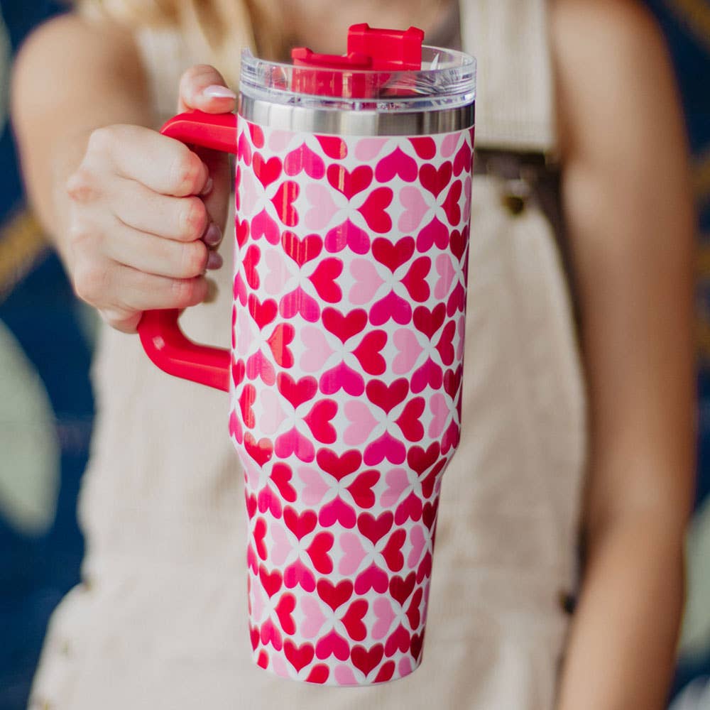 Multicolored Hearts Valentine's Day Tumbler Cup: Multicolored