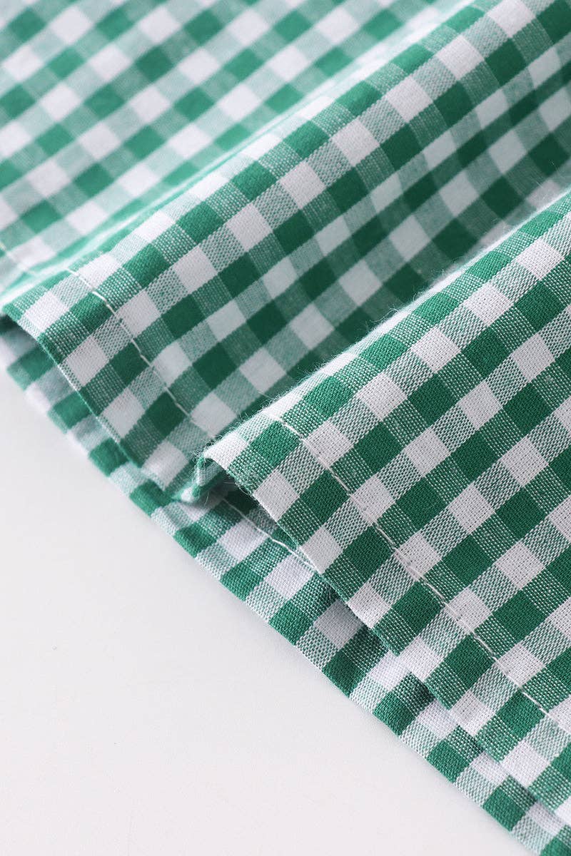 Green Plaid Christmas Tree Smocked Dress