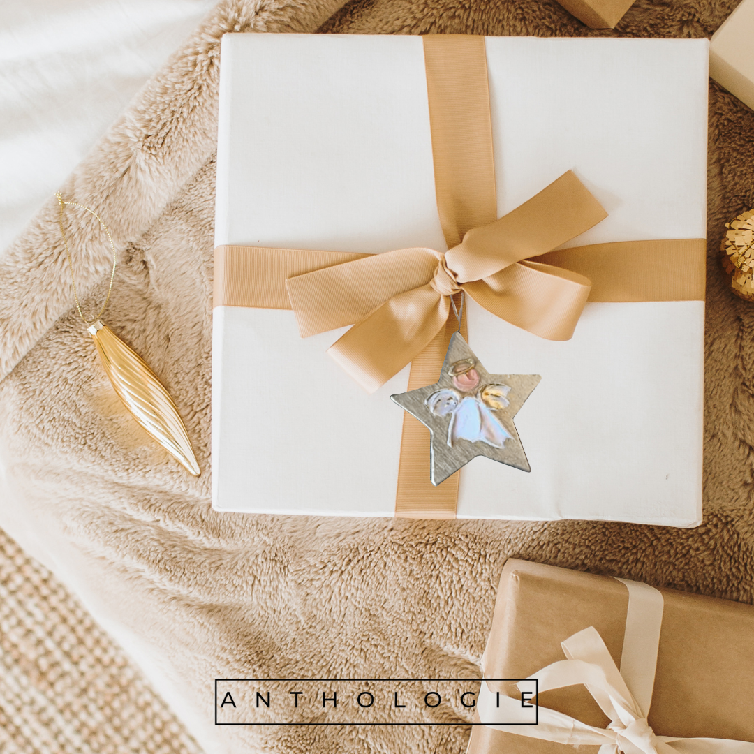 Angel Ornament - Wooden Star Angel Ornament or Gift Tag