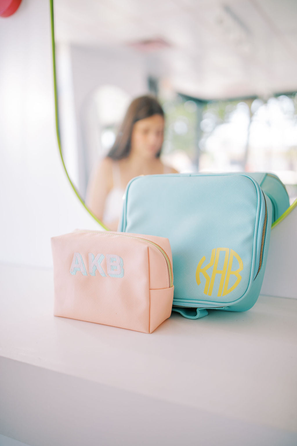 Turquoise Vegan Leather Makeup Travel Bag - The Christie