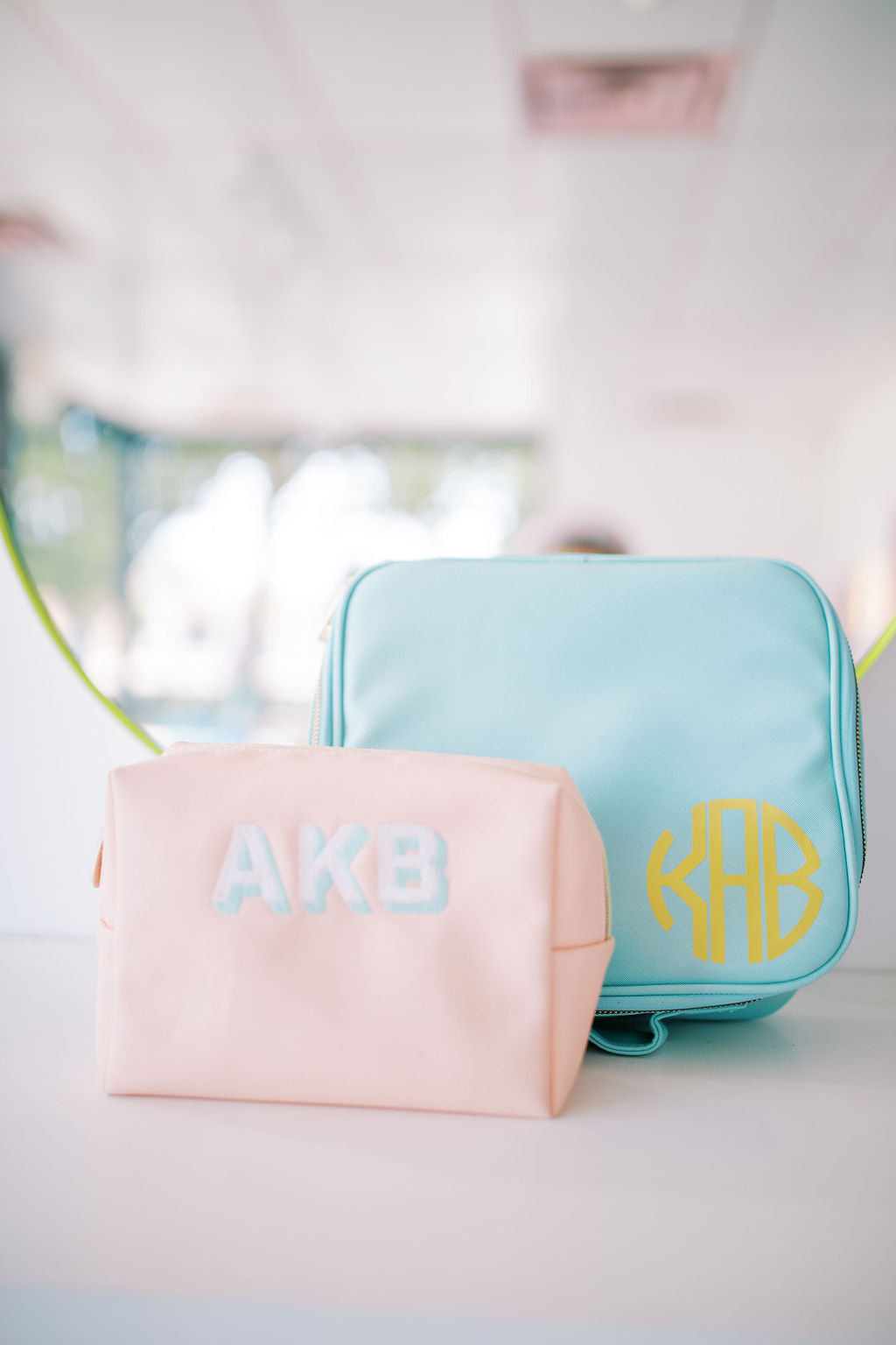 Turquoise Vegan Leather Makeup Travel Bag - The Christie