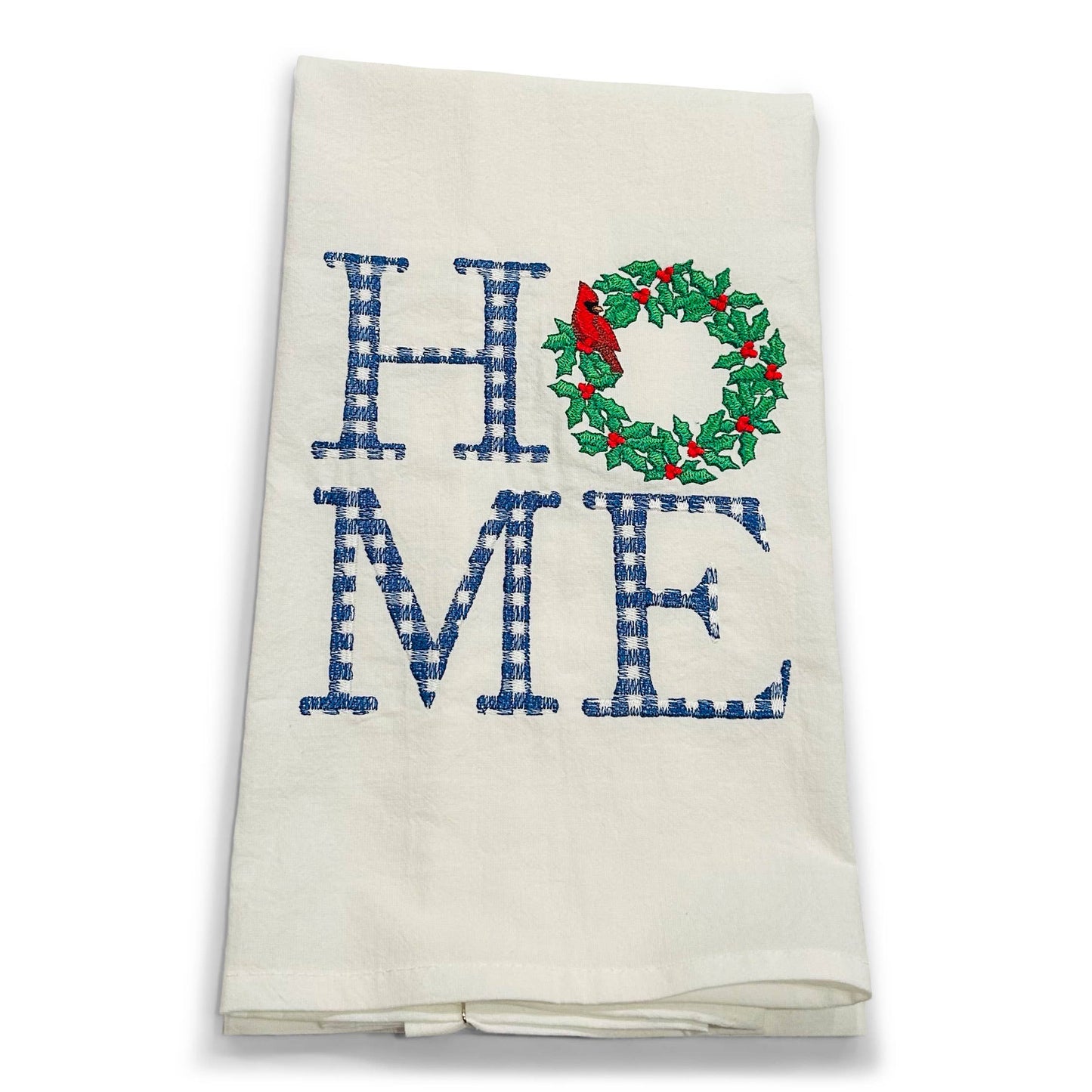 Towel - Home on Plaid - blue-and-white-letters