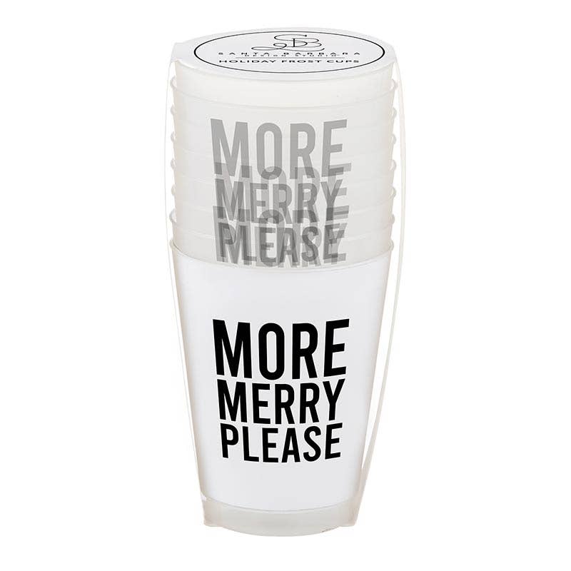 'More Merry Please' Frosted Cups, Set of 8