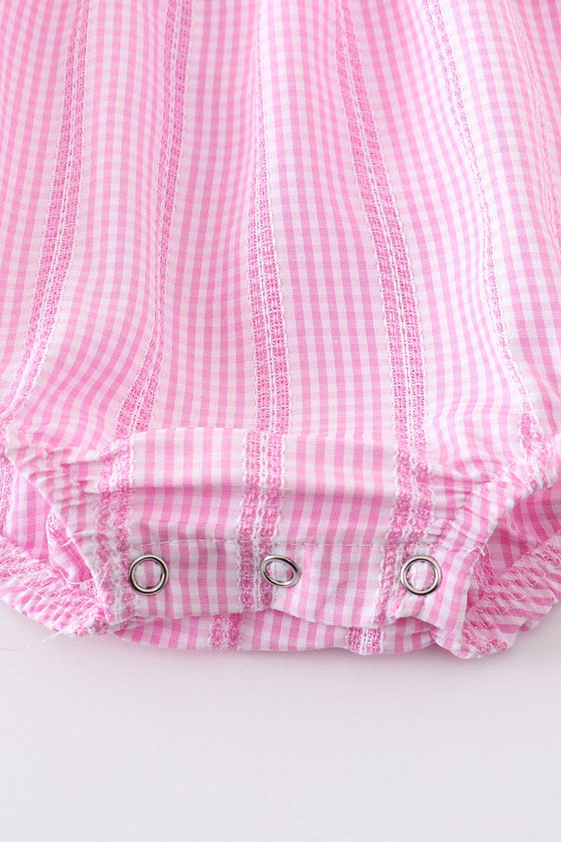 Pink floral ruffle baby romper