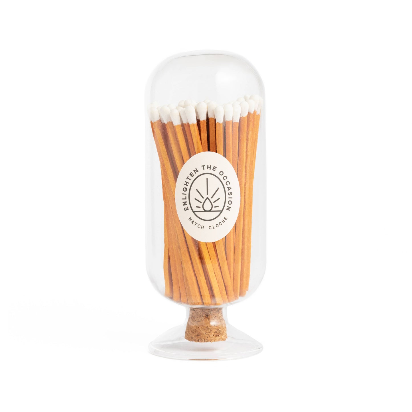 Match Cloche with 4 Inch Matchsticks: Cinnamon White