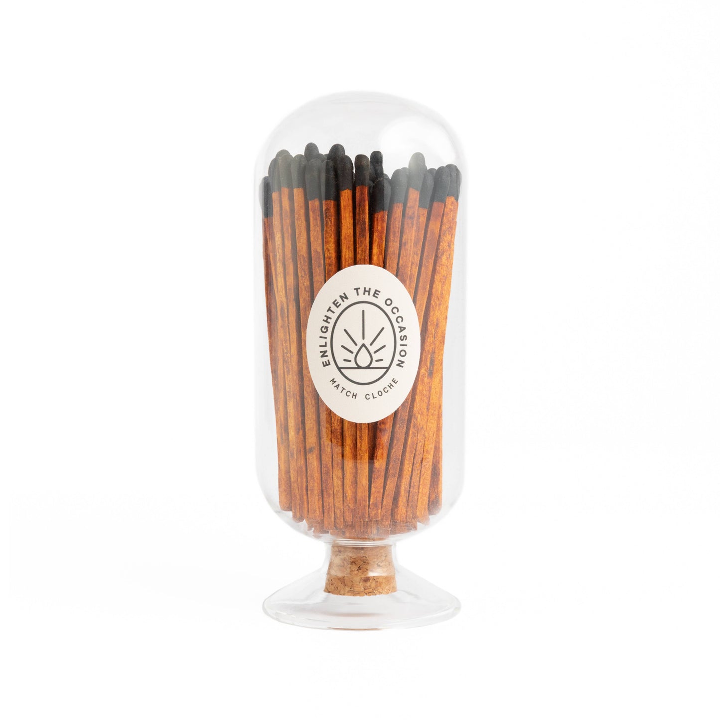 Match Cloche with 4 Inch Matchsticks: Cinnamon White