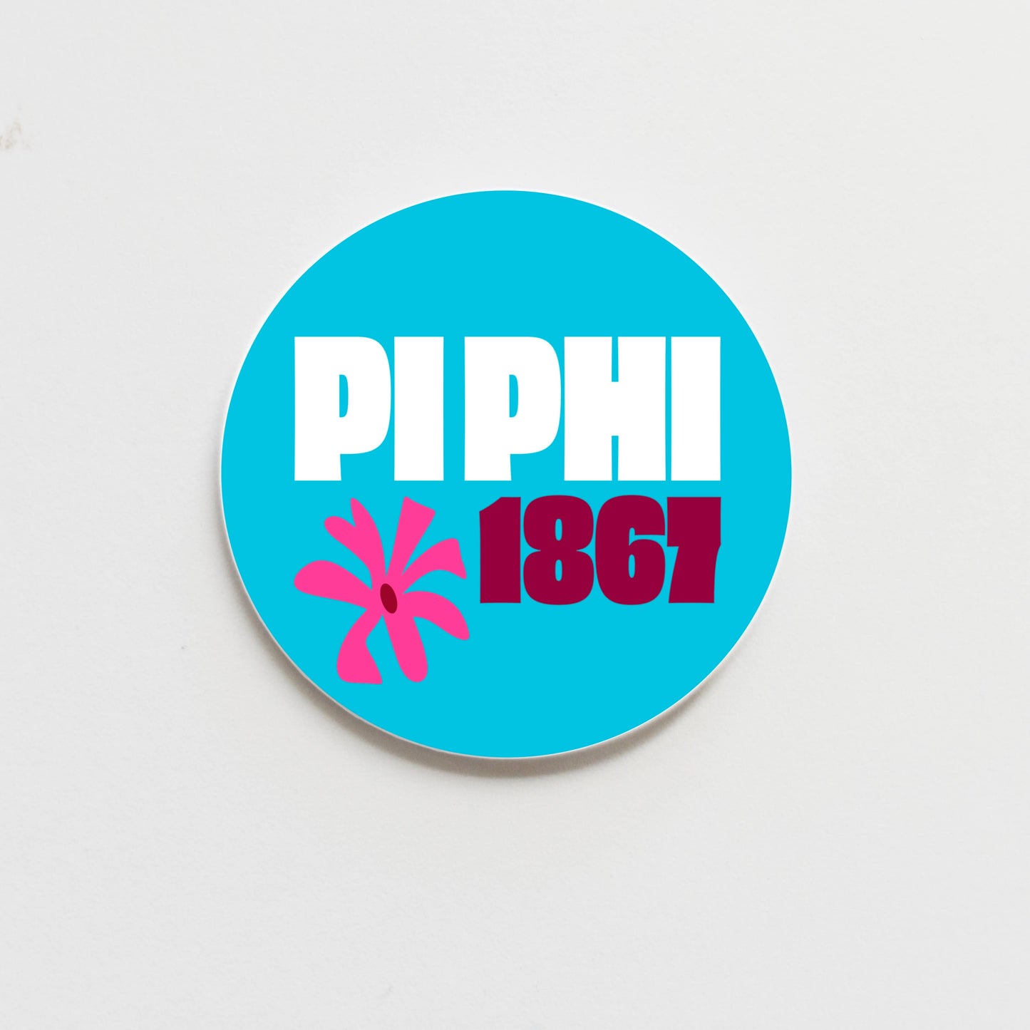 Pi Beta Phi Funky Floral Greek Button - 3.00 inch
