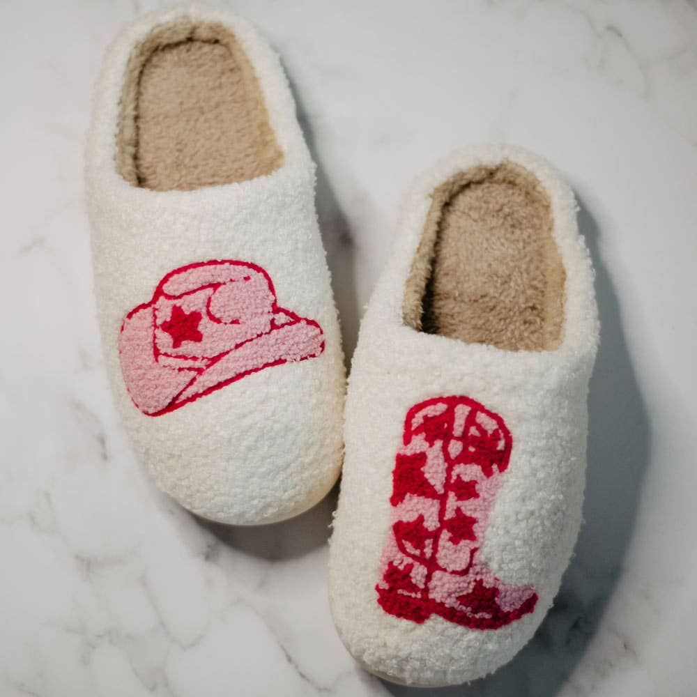 'Boot and Cowgirl Hat' Slippers