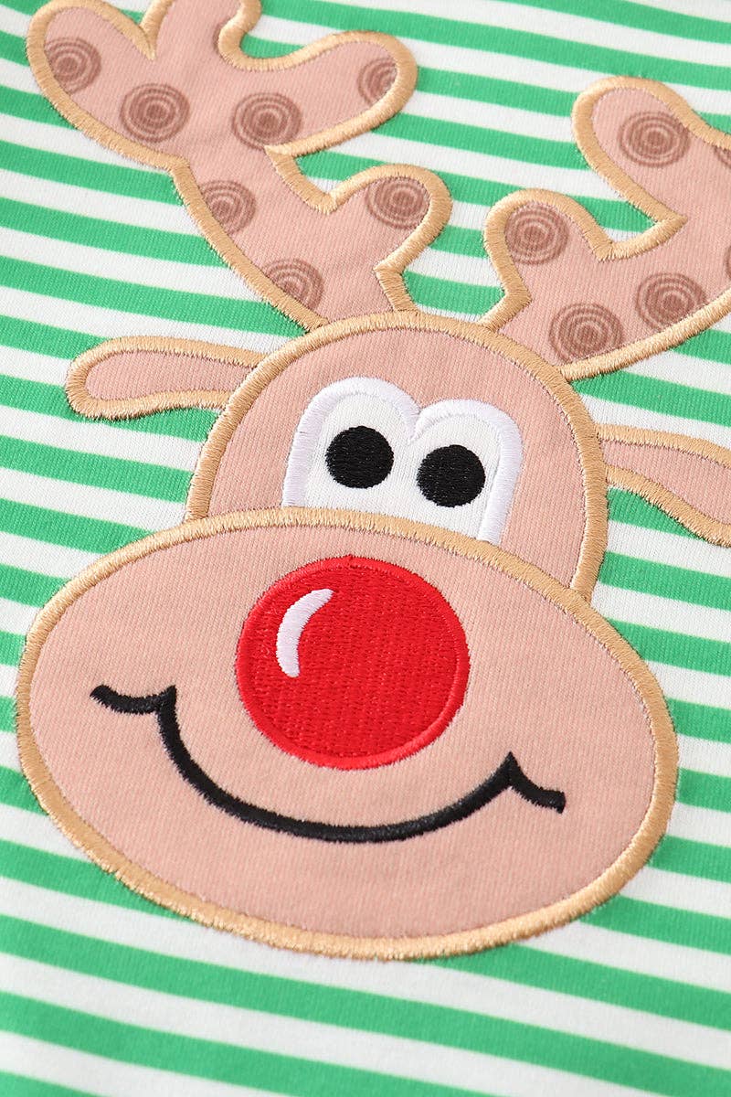 'Green Striped Deer' Baby Romper
