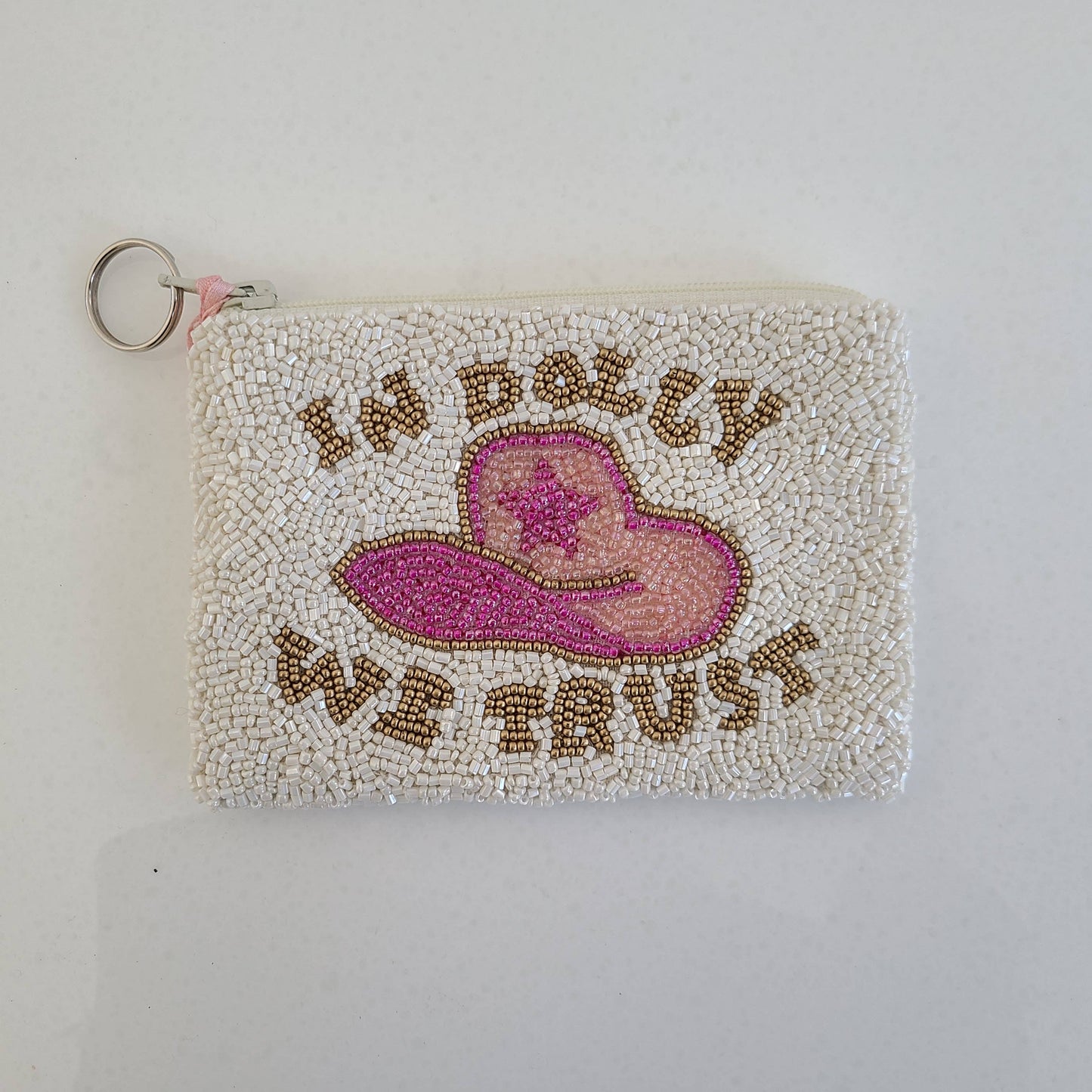 In Dolly We Trust beaded coin purse