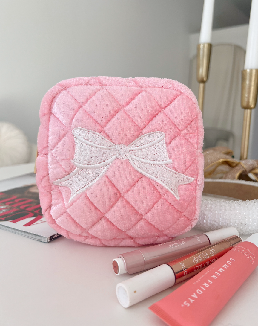 Pink Bow mini cosmetic bag