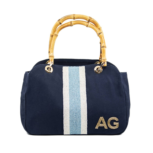 Navy bag with bamboo handles (Four week delivery)