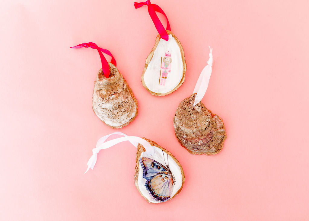 Decoupaged Nutcracker Oyster Shell Ornament