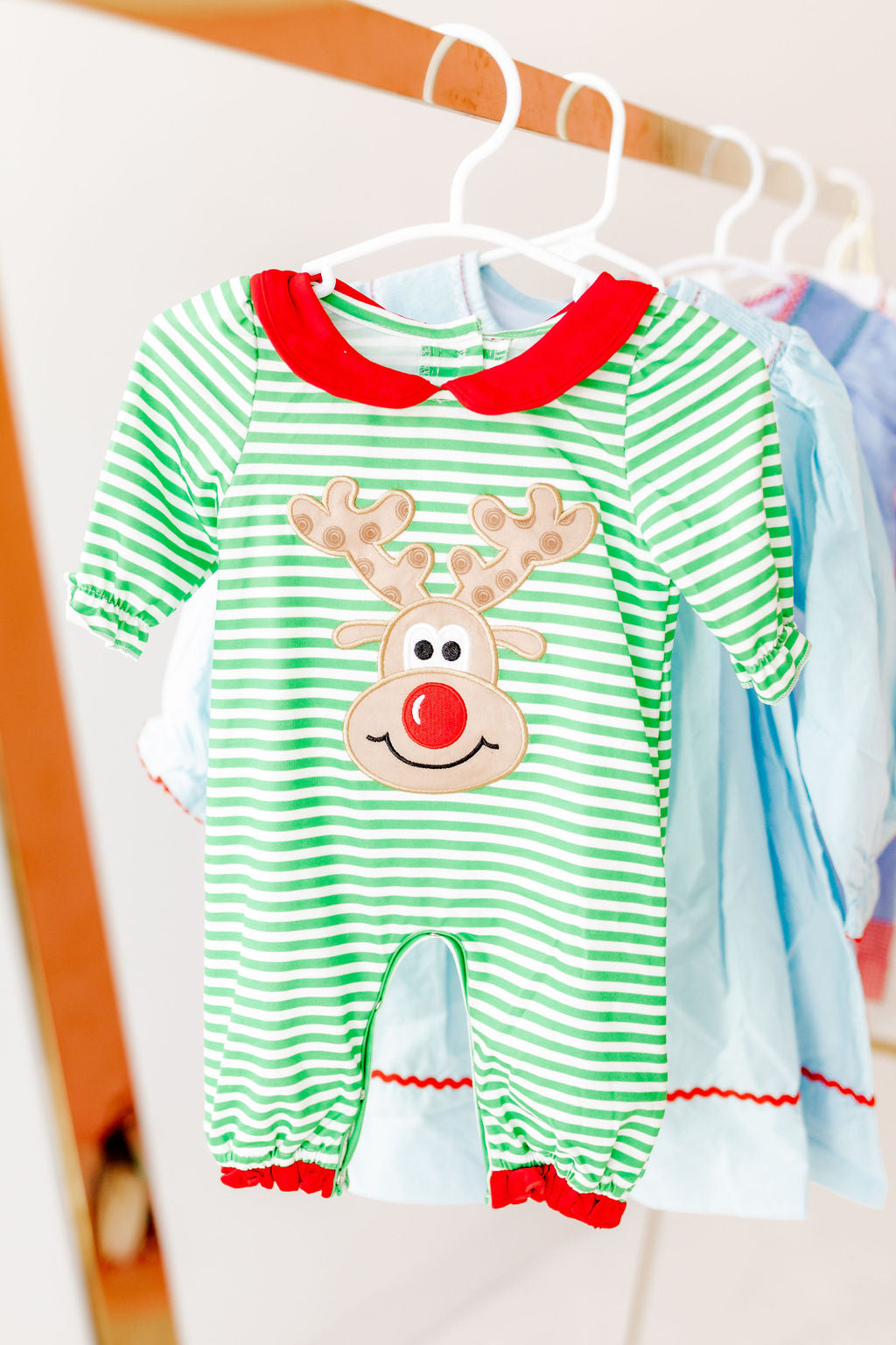 'Green Striped Deer' Baby Romper