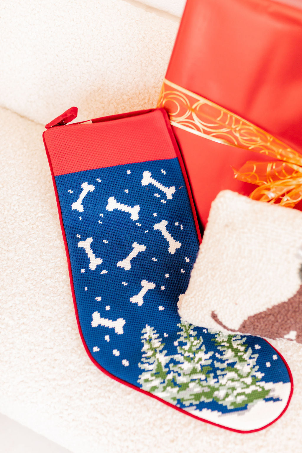 Dog Bones Embroidered Stocking