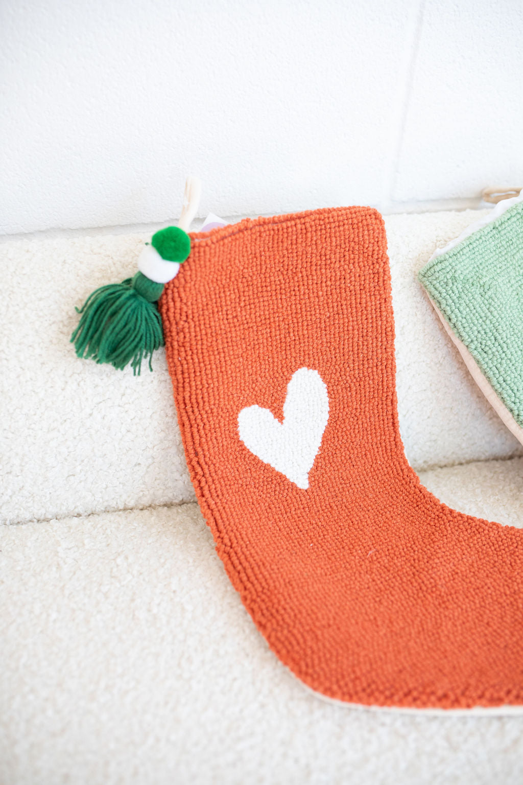 Red-Orange Heart Stocking