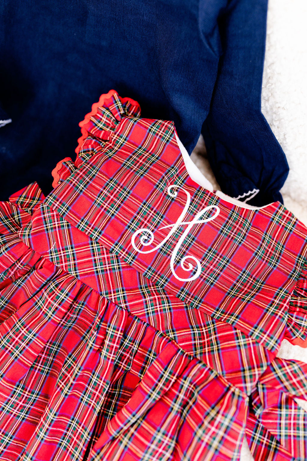 Christmas Plaid Ruffle Sleeve Dress