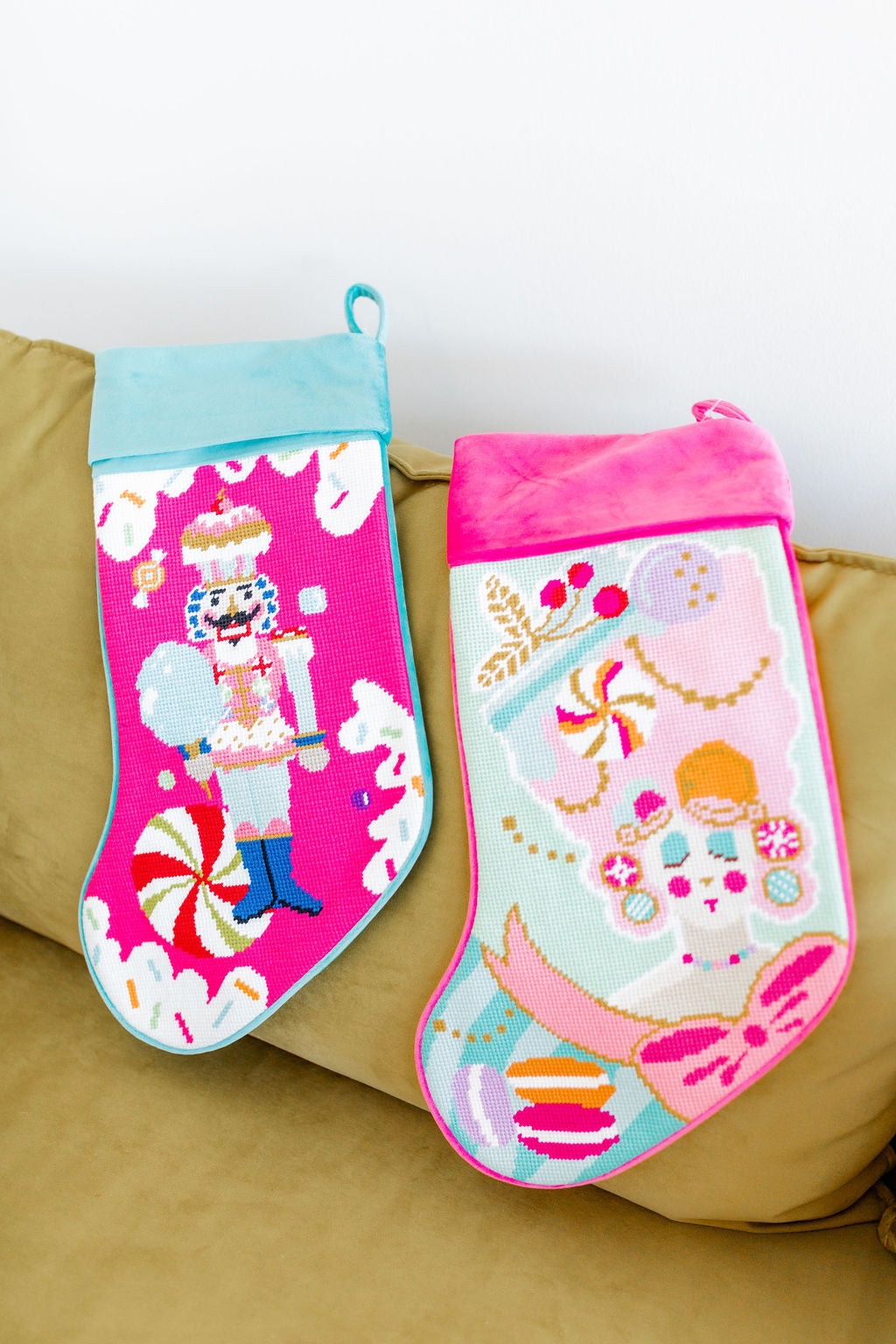Colonel Cupcake Embroidered Needlepoint Stocking