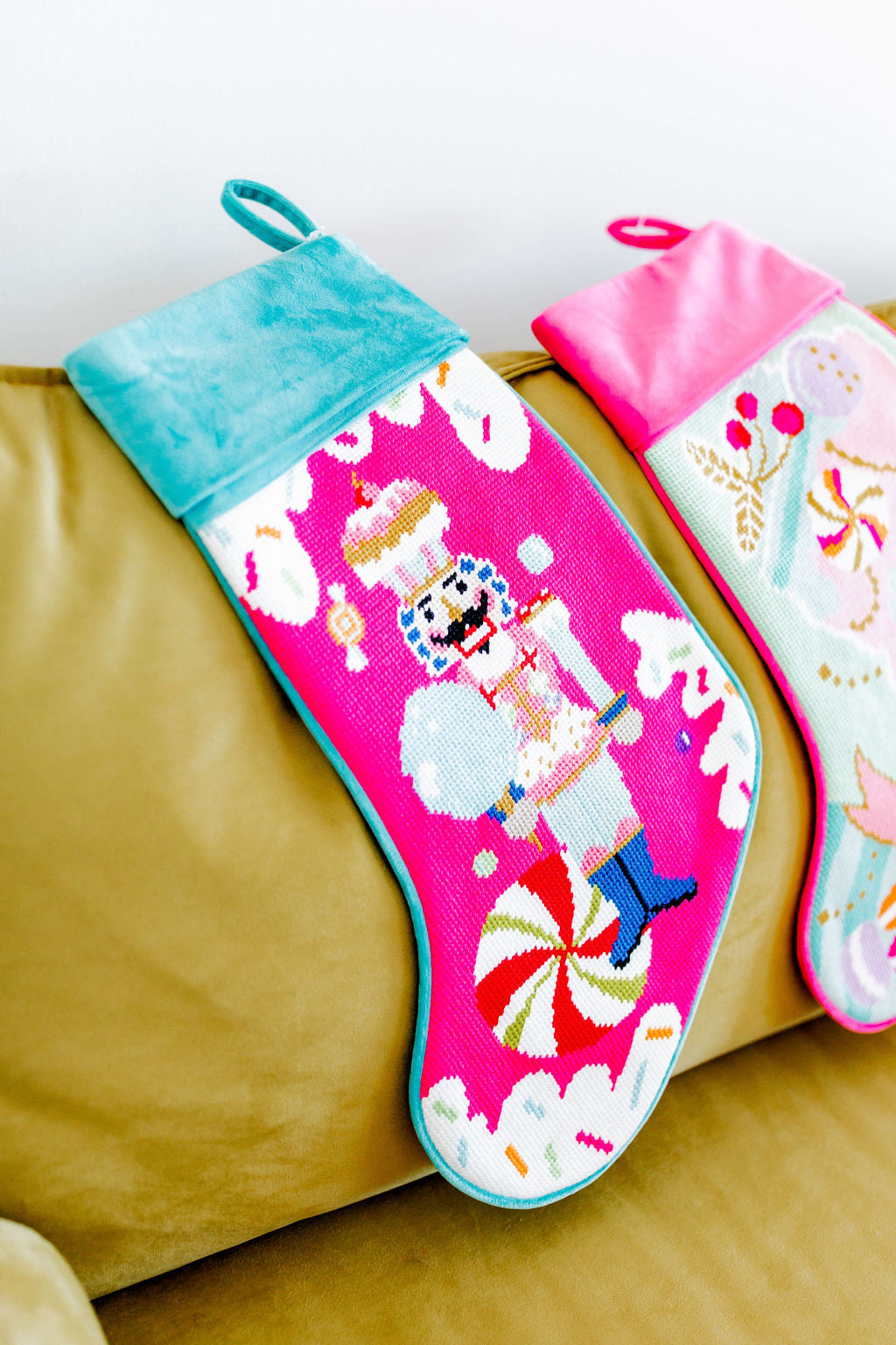 Colonel Cupcake Embroidered Needlepoint Stocking