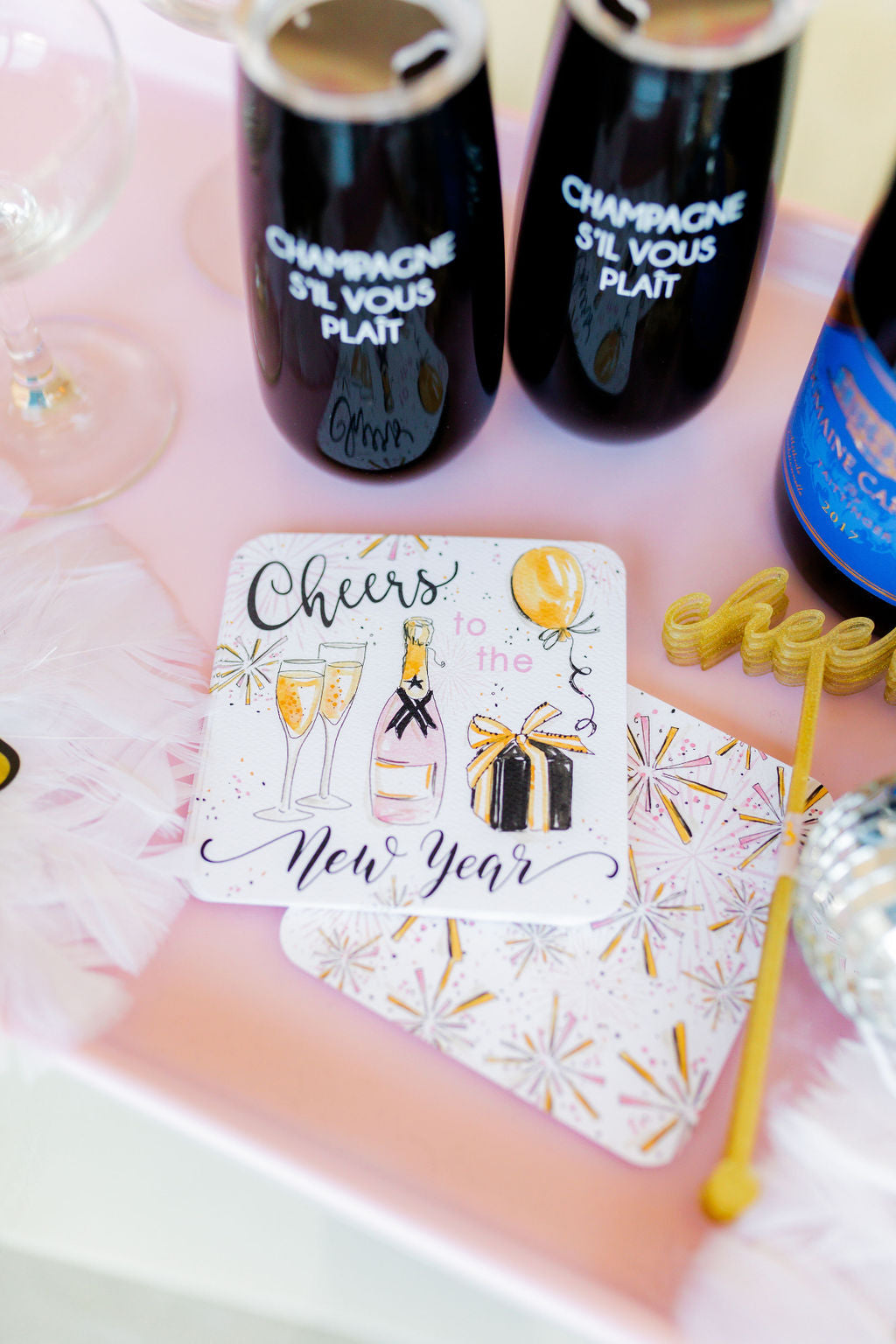 'Cheers To The New Year' Paper Coasters