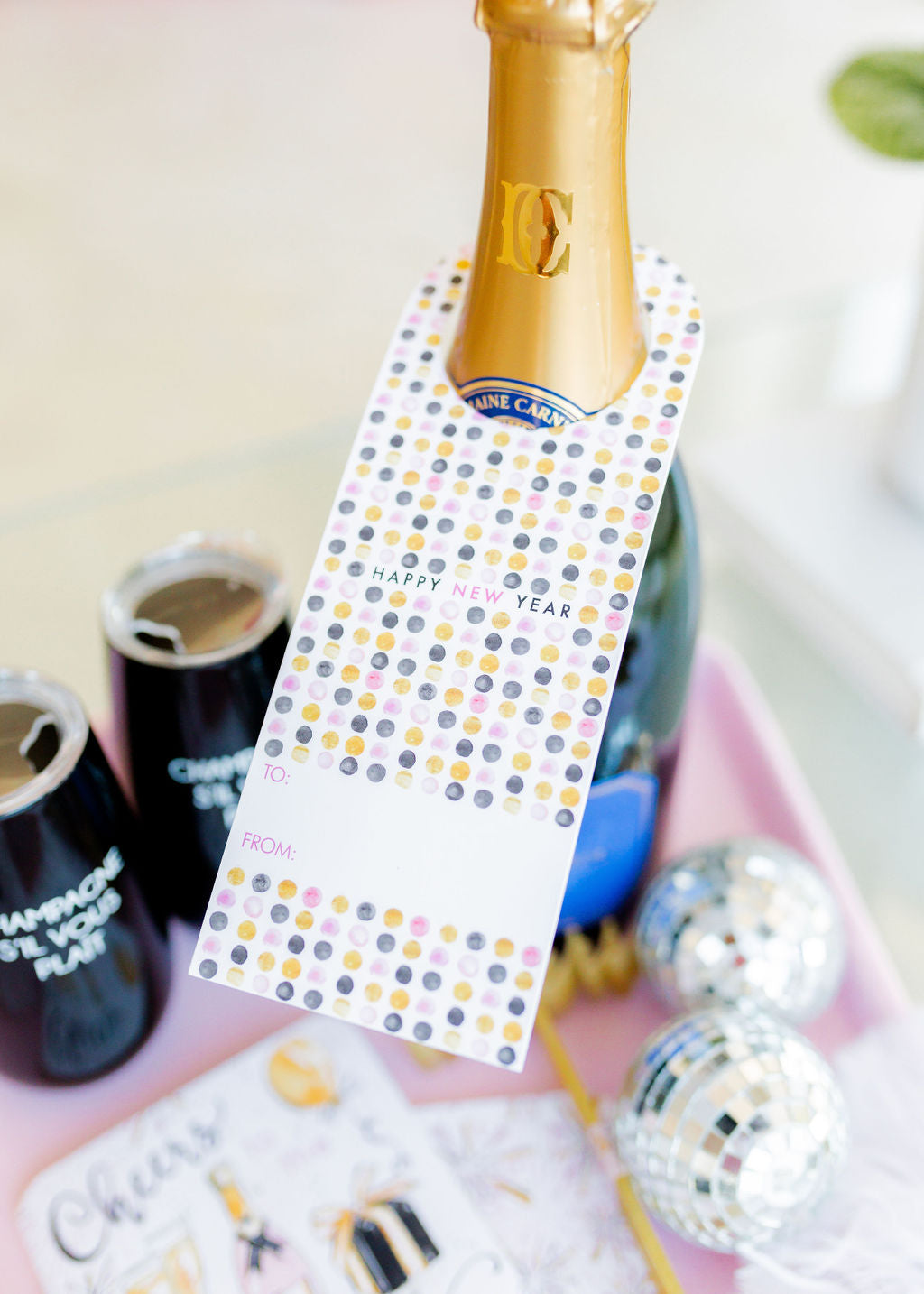 'Happy New Year' Wine Tags