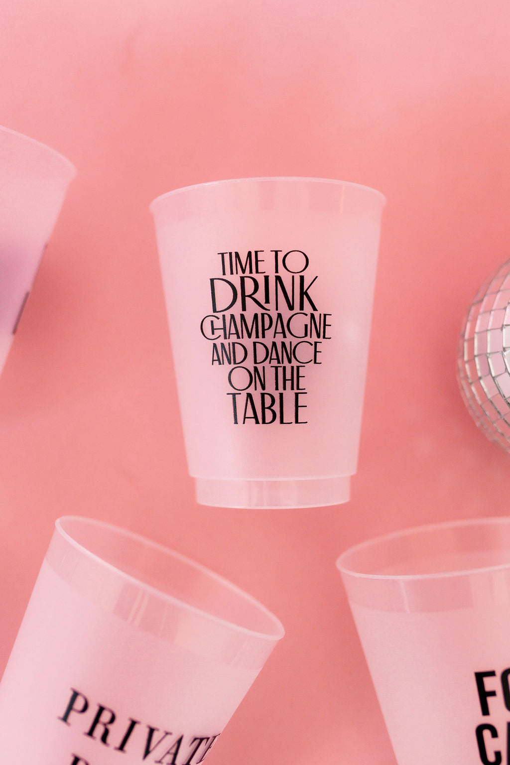 'Drink Champagne' Frosted Cups, Set of 6