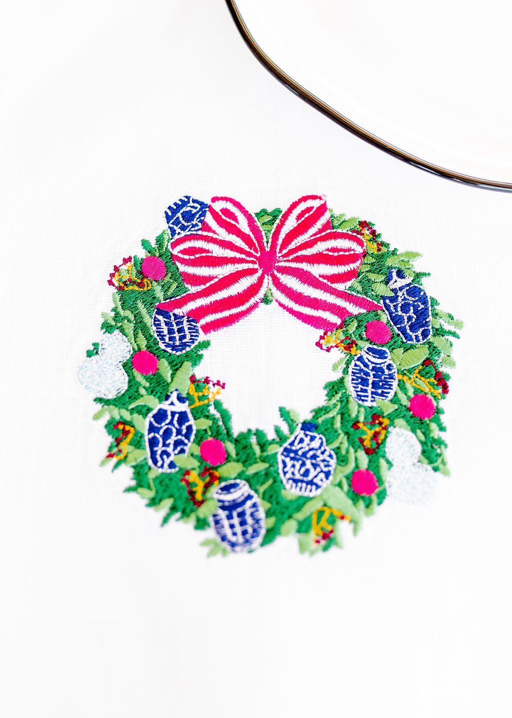 Chinoiserie Christmas Embroidered Guest Towel