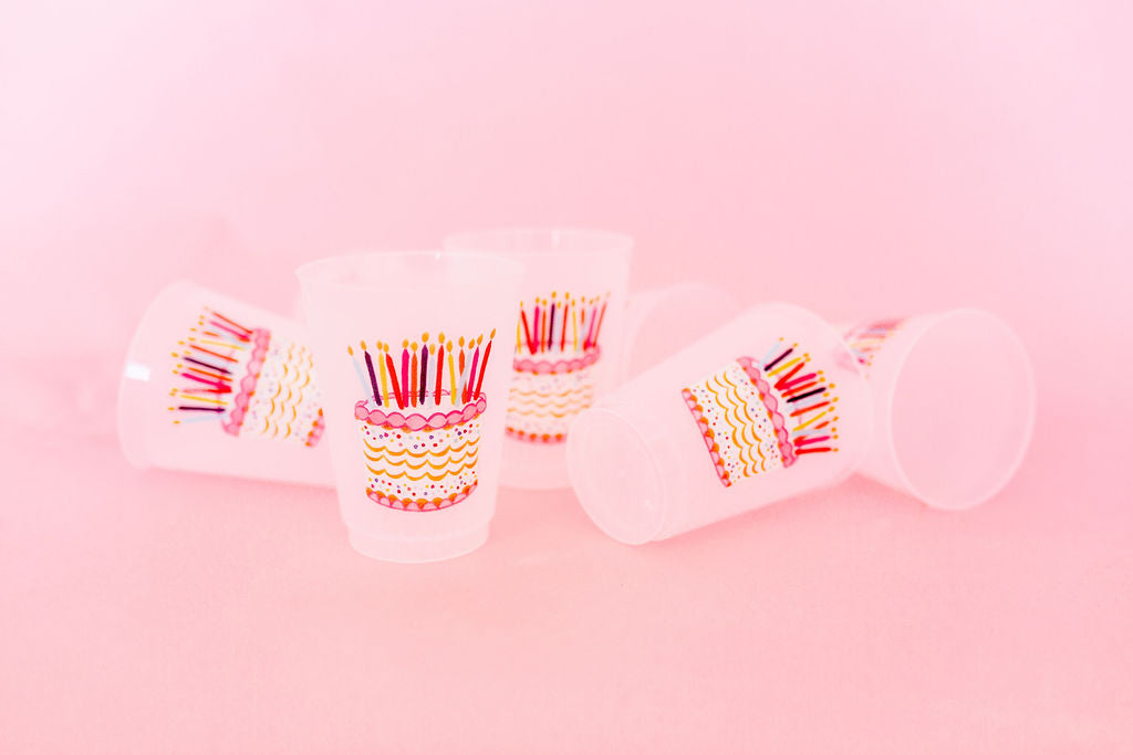 'Birthday Cake' Shatterproof Cups, Set of 10