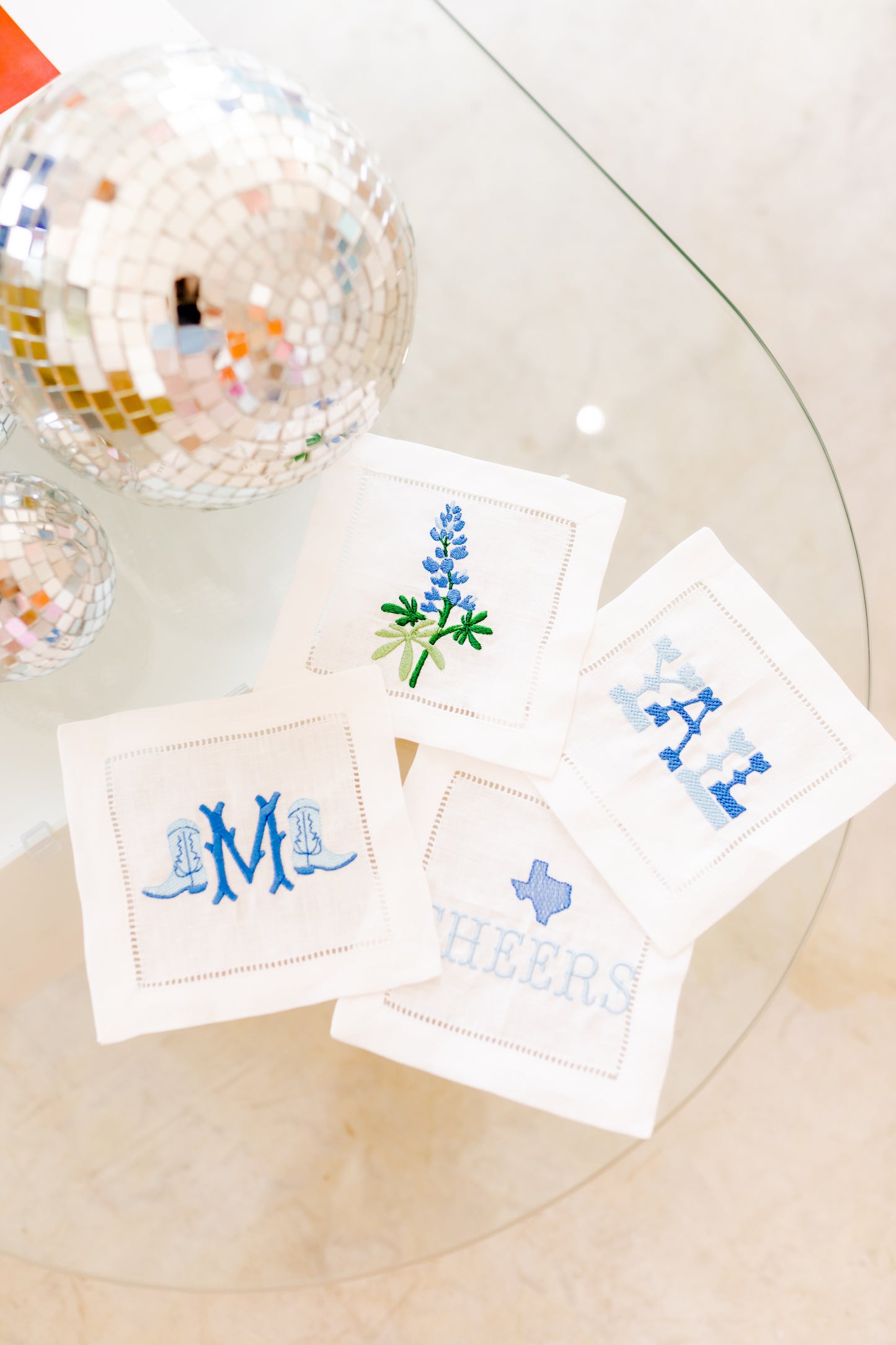 Texas Embroidered Cocktail Napkins