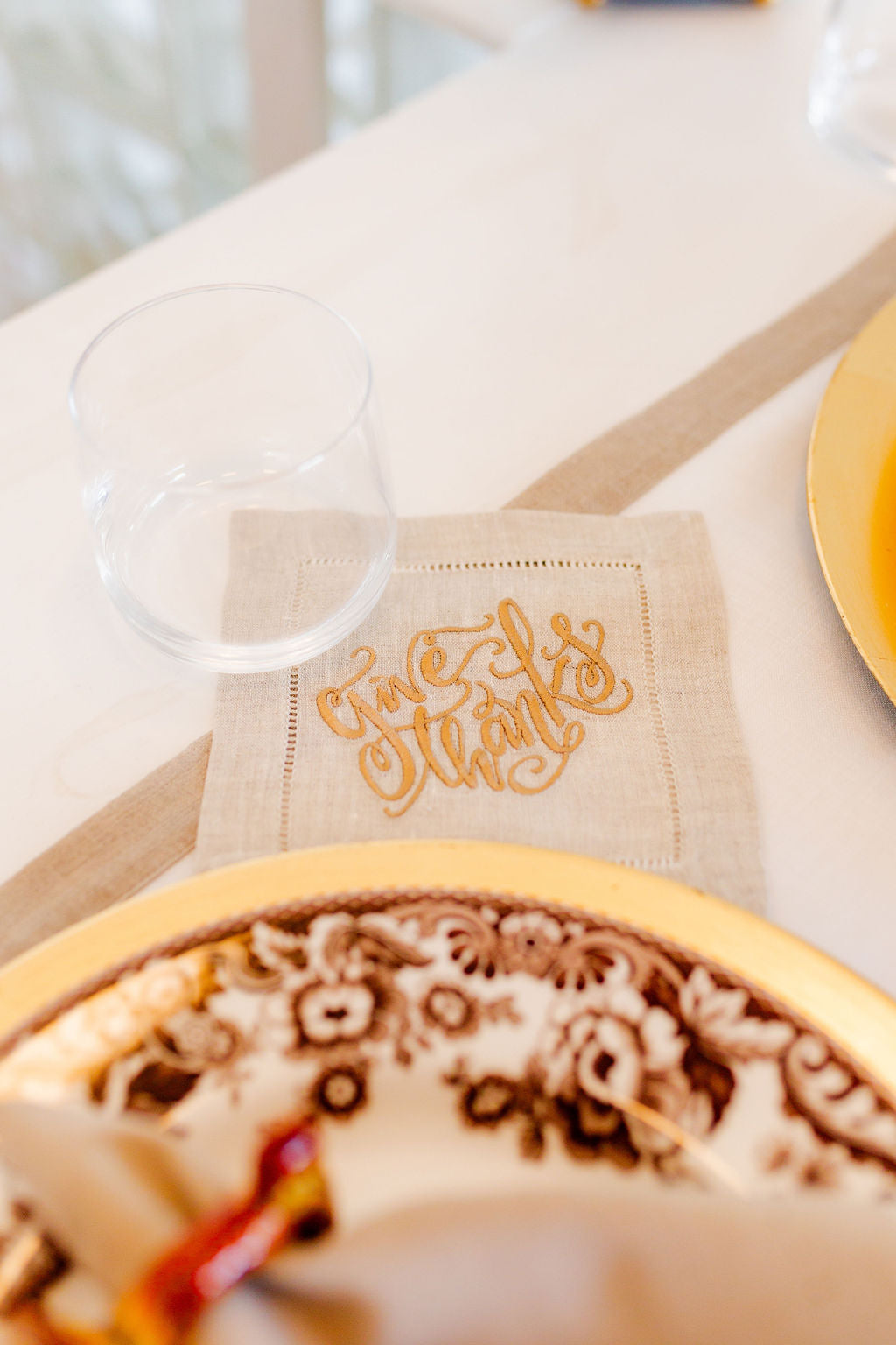 'Give Thanks' Embroidered Cocktail Napkins (Set of Four)