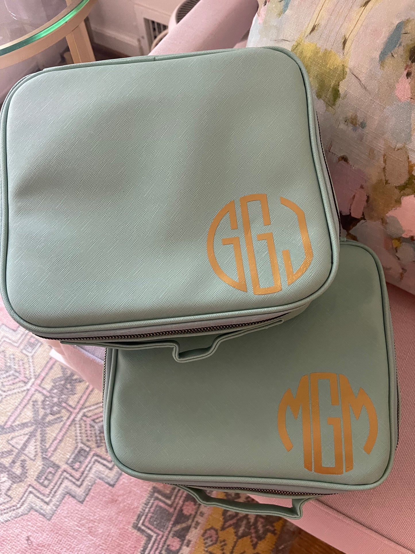 Turquoise Vegan Leather Makeup Travel Bag - The Christie