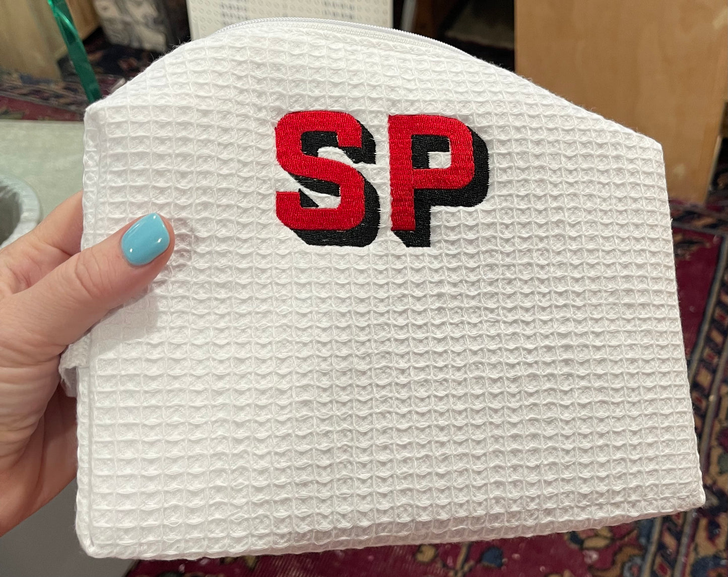 Cotton Waffle Travel Cosmetic Bag