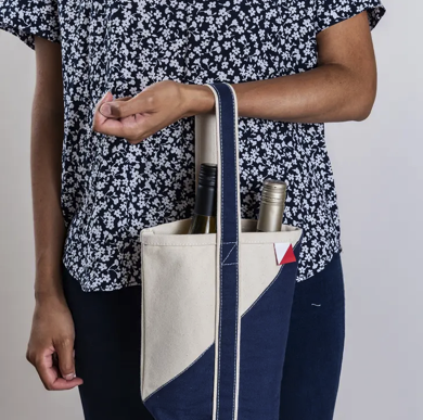 Canvas Embroidered Wine Bag