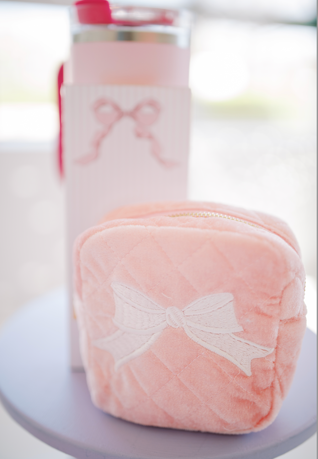Pink Bow mini cosmetic bag