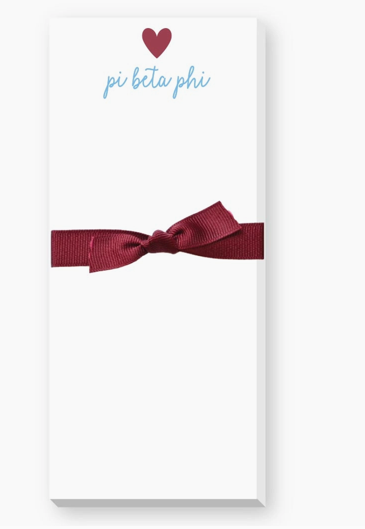 SORORITY GREEK HEART SKINNIE NOTEPAD