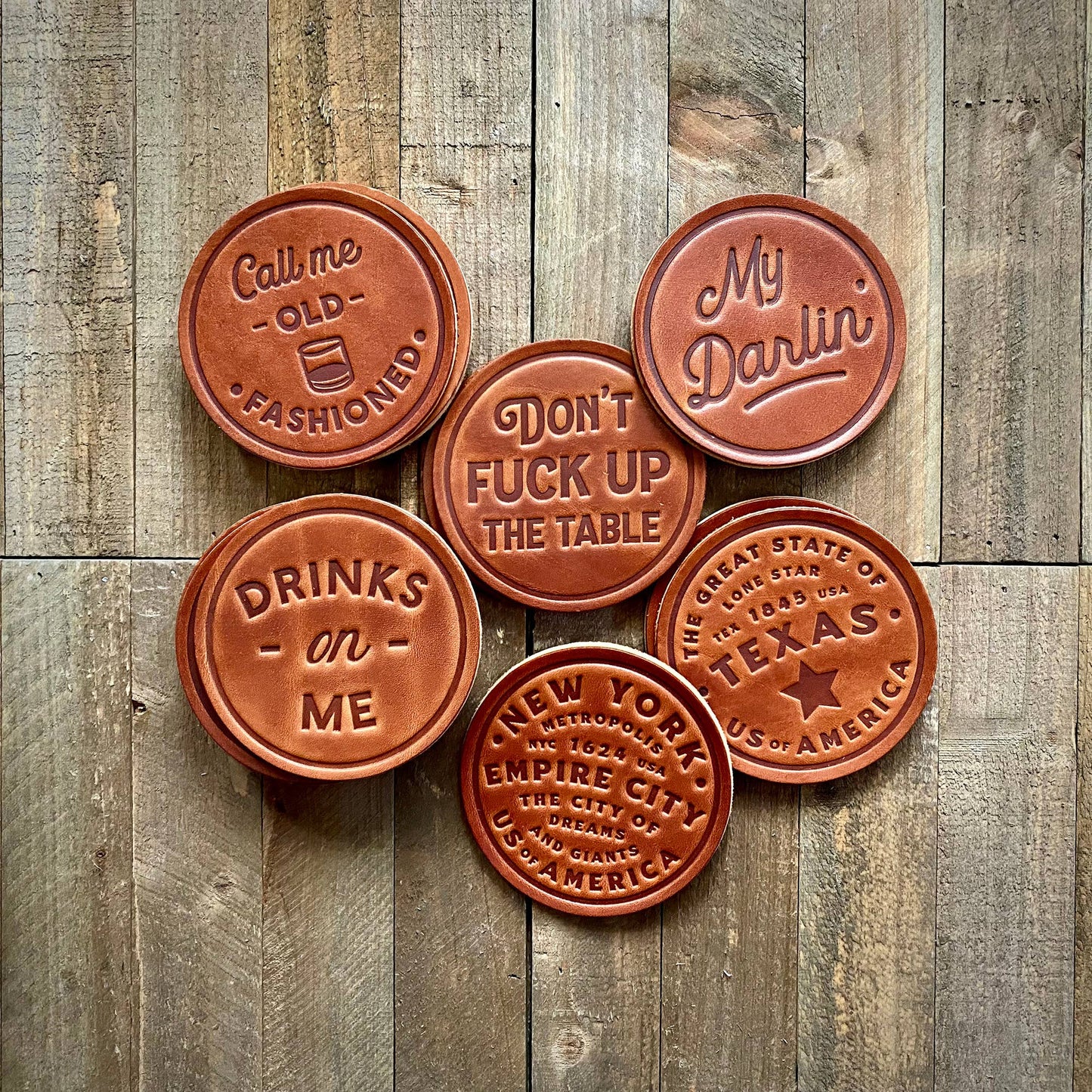 Whiskey Will Do Leather Coaster