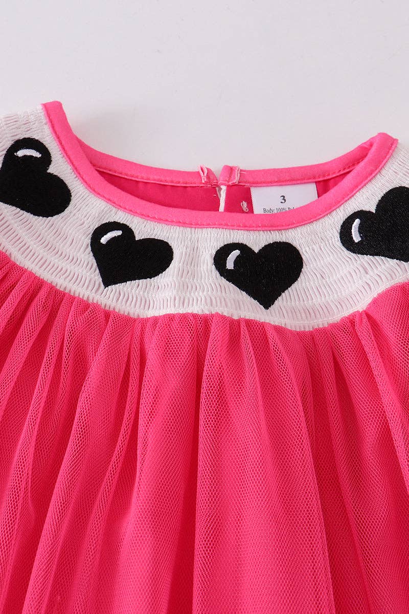 Pink heart smocked tutu dress