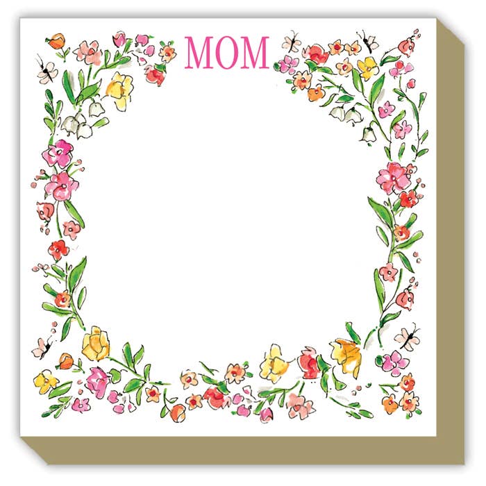 MOM with Floral Border Notepad