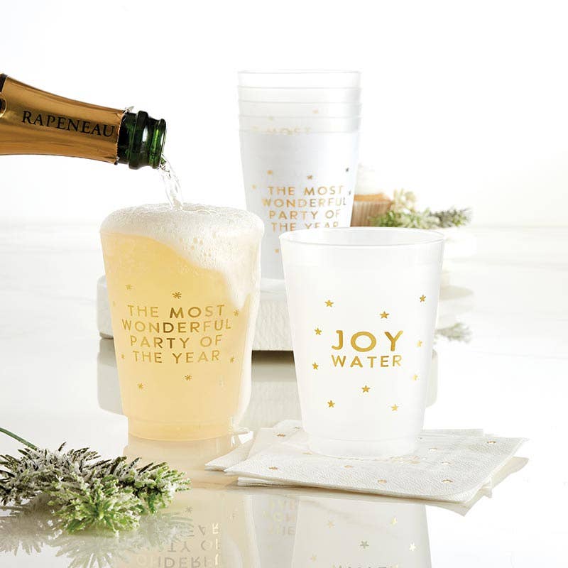 Gold Foil Frost Cup-Joy Water 6pk
