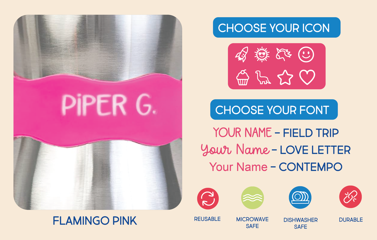 Orbit Labels® 2.0 (Pack of 4 Labels): Field Trip / Star / Flamingo Pink