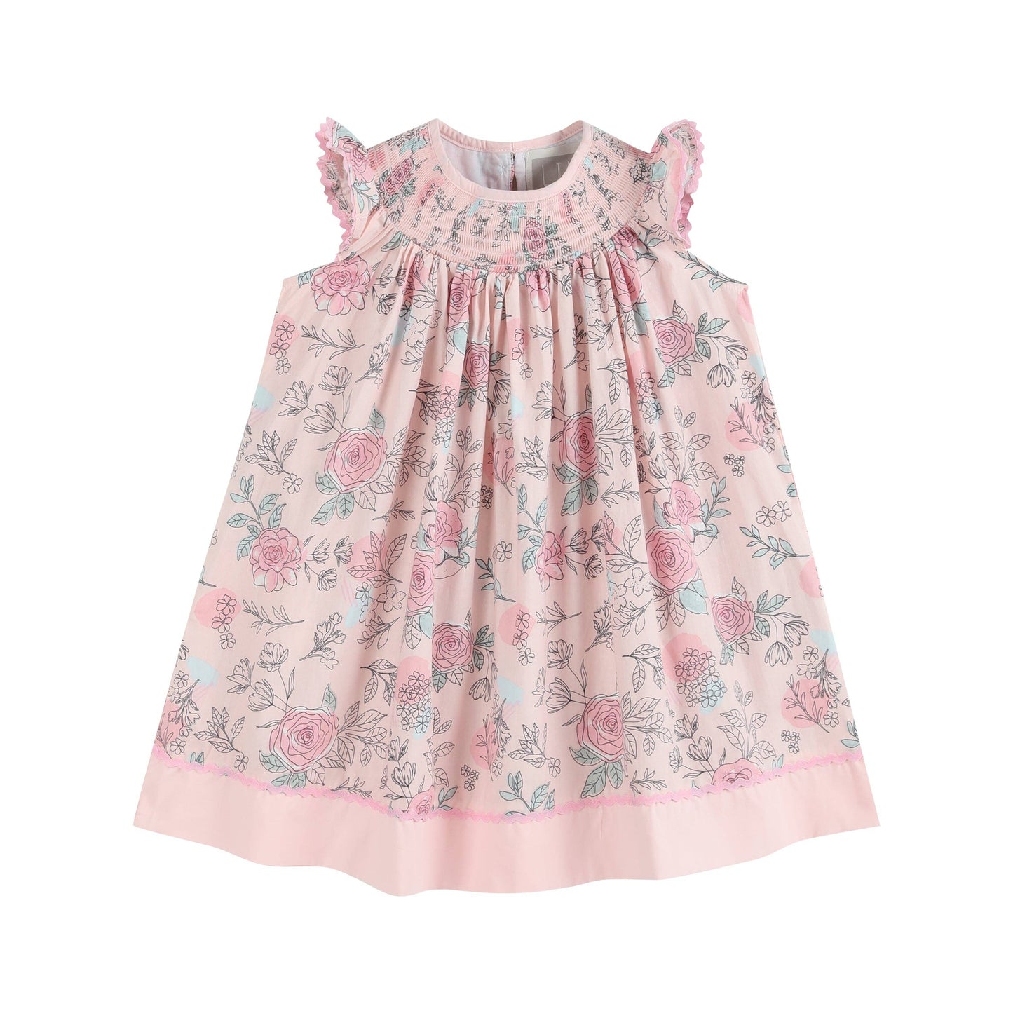 Pink Rose Smocked Flutter Sleeve Dress / Romper