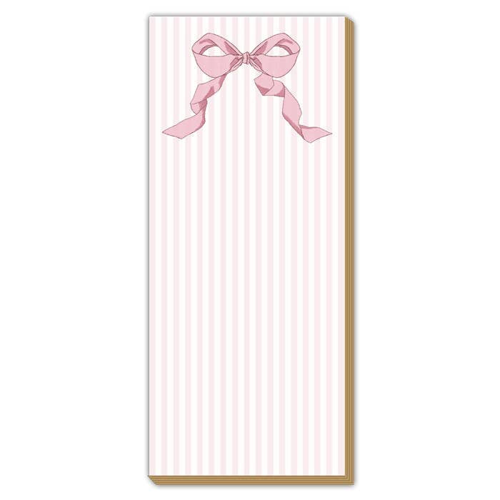 Pink Bow and stripe notepad / skinny pad