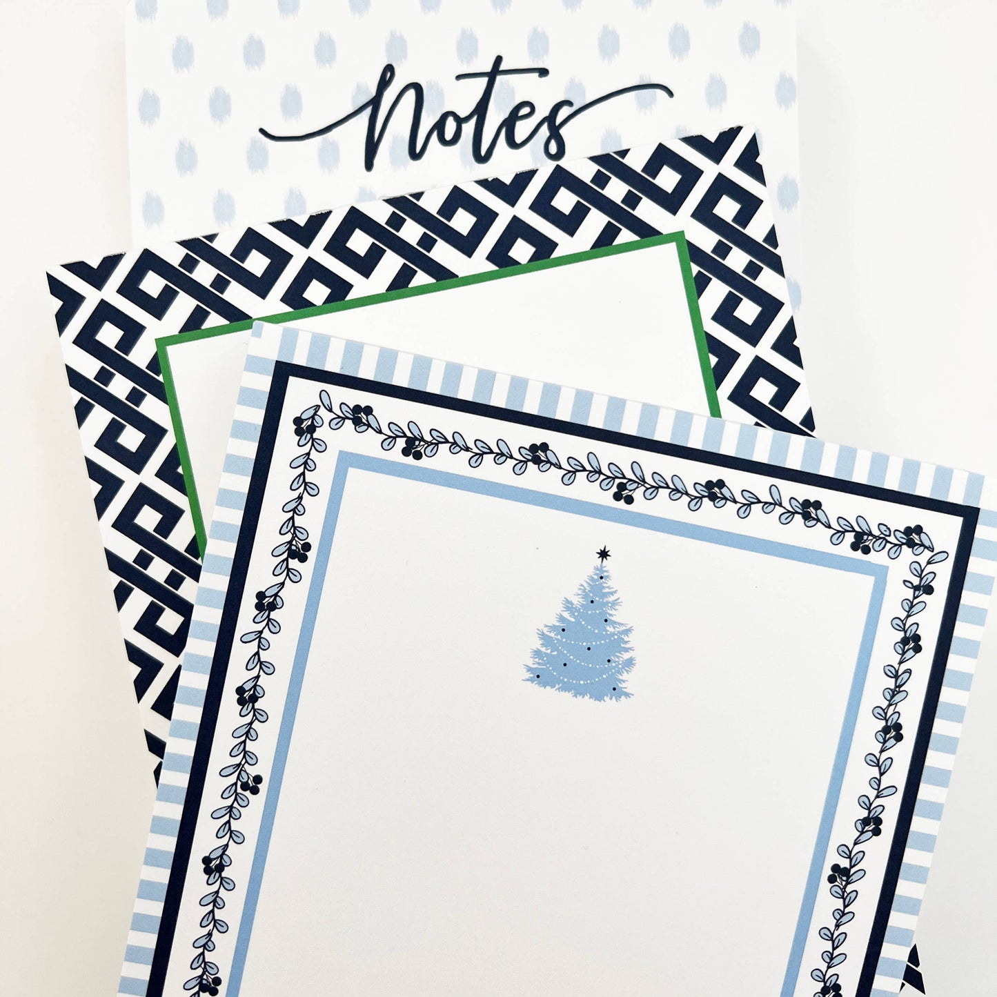'Blue Christmas' Block Print Notepad