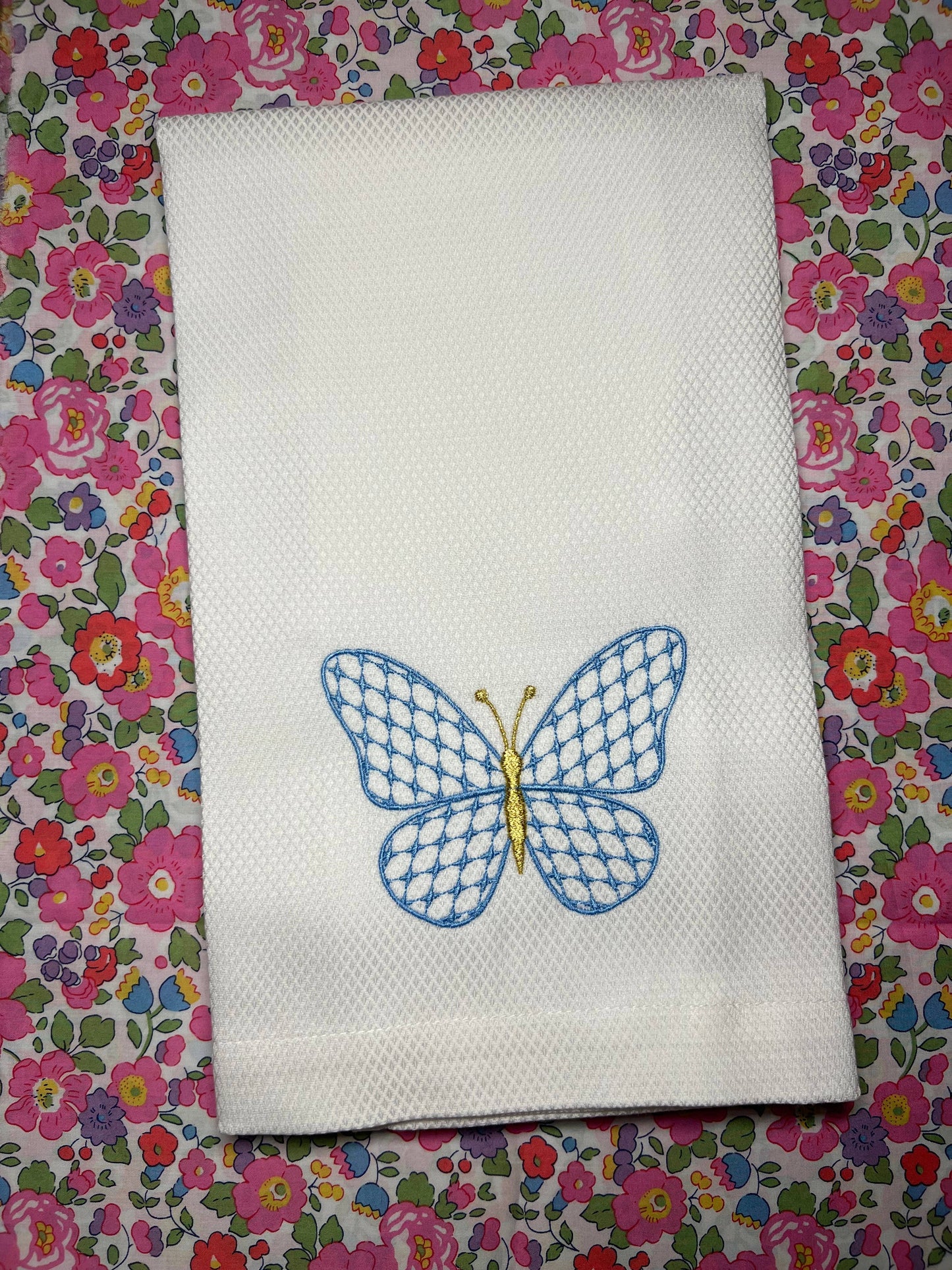 Blue Butterfly Huck Towel