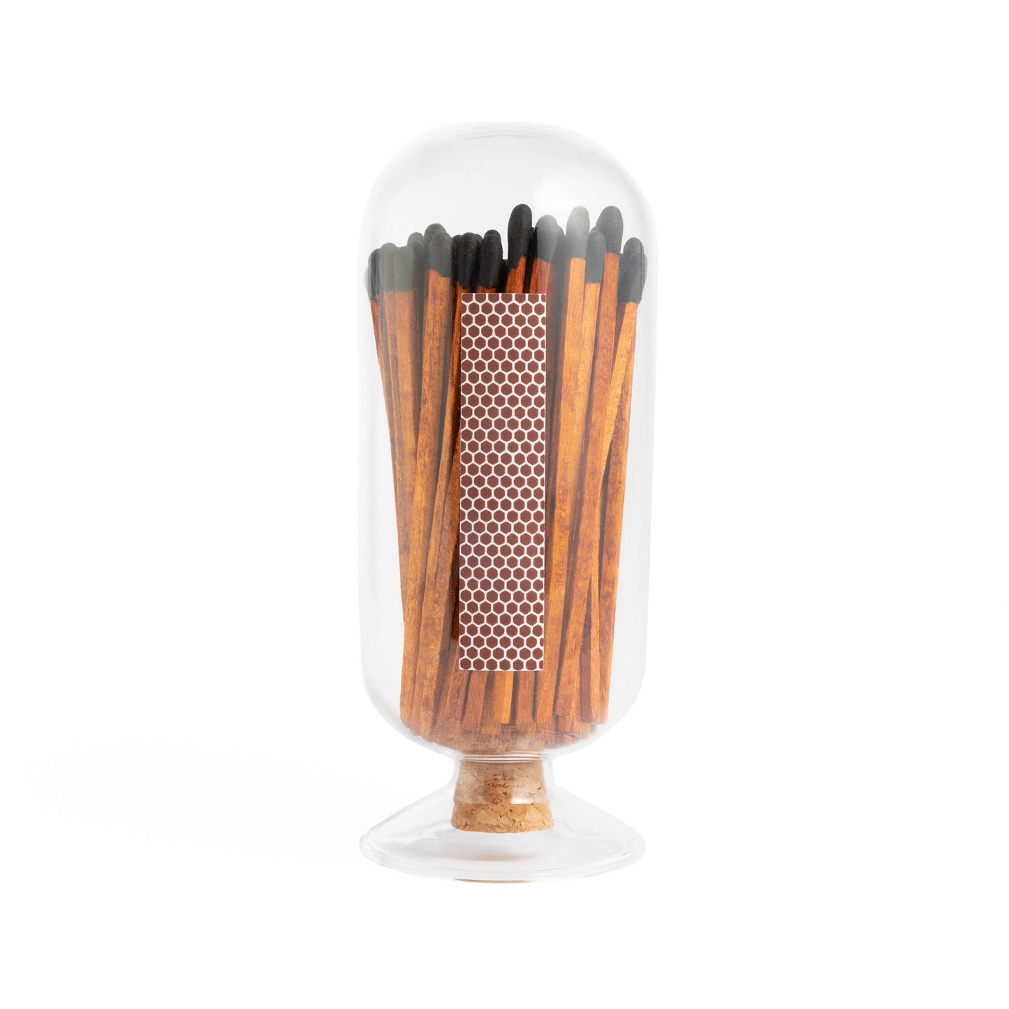 Match Cloche with 4 Inch Matchsticks: Cinnamon White