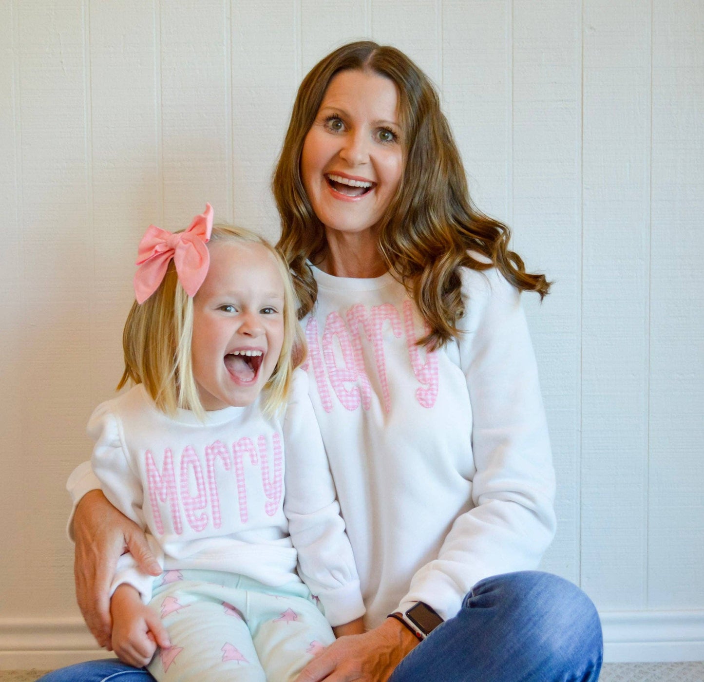 Puff Sleeve Pullover - Pink Gingham Merry (youth)