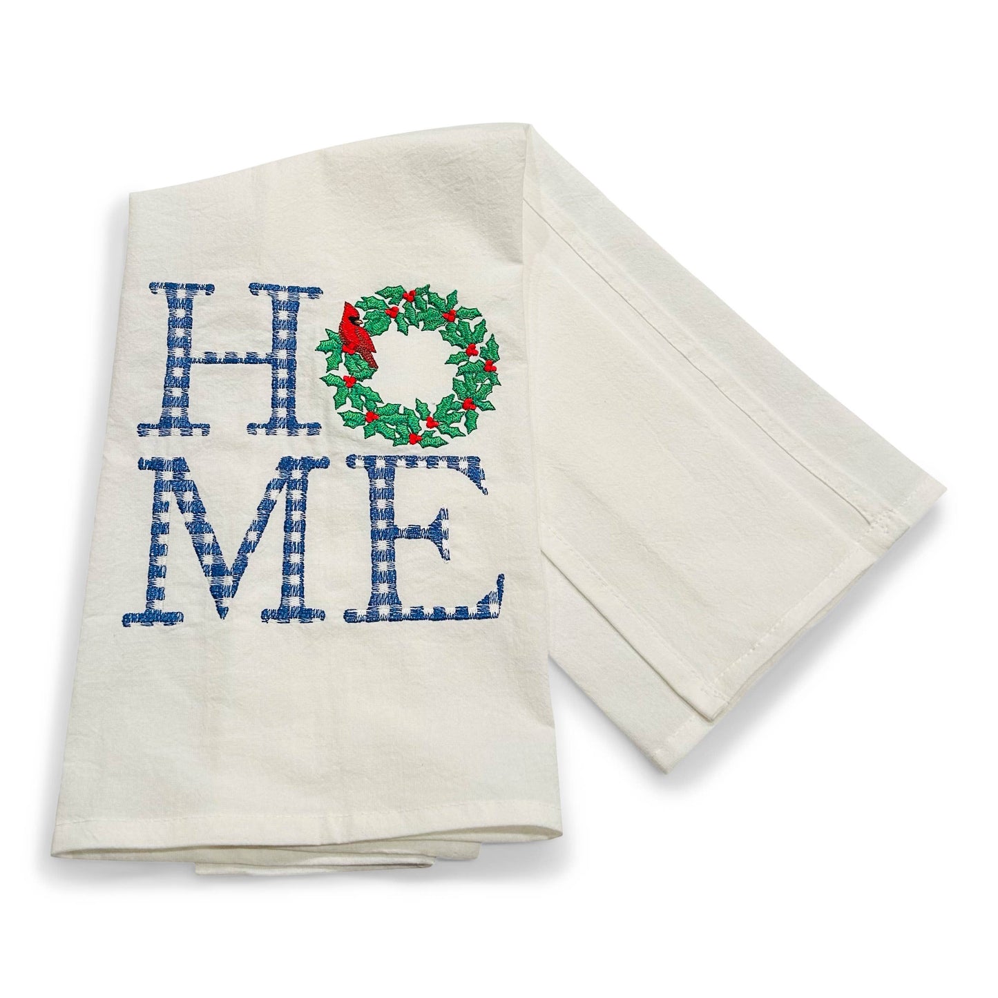 Towel - Home on Plaid - blue-and-white-letters