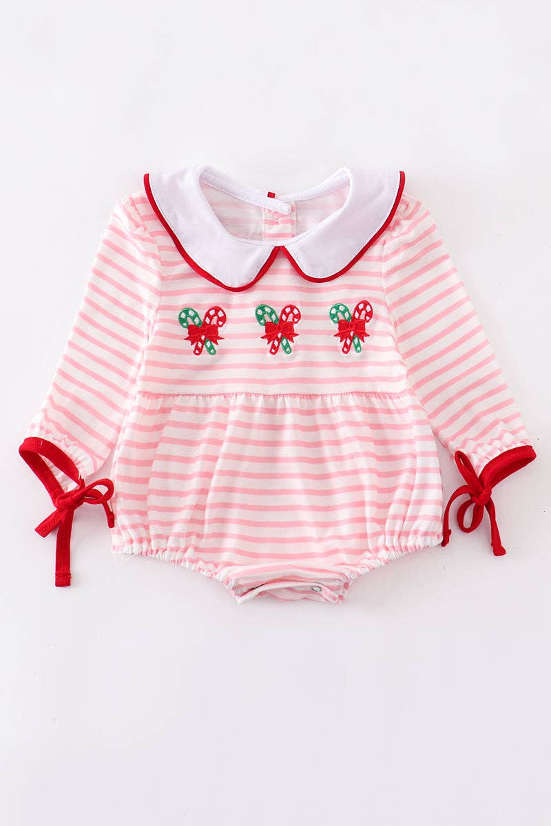 'Pink Candy Cane' Baby Bubble Romper