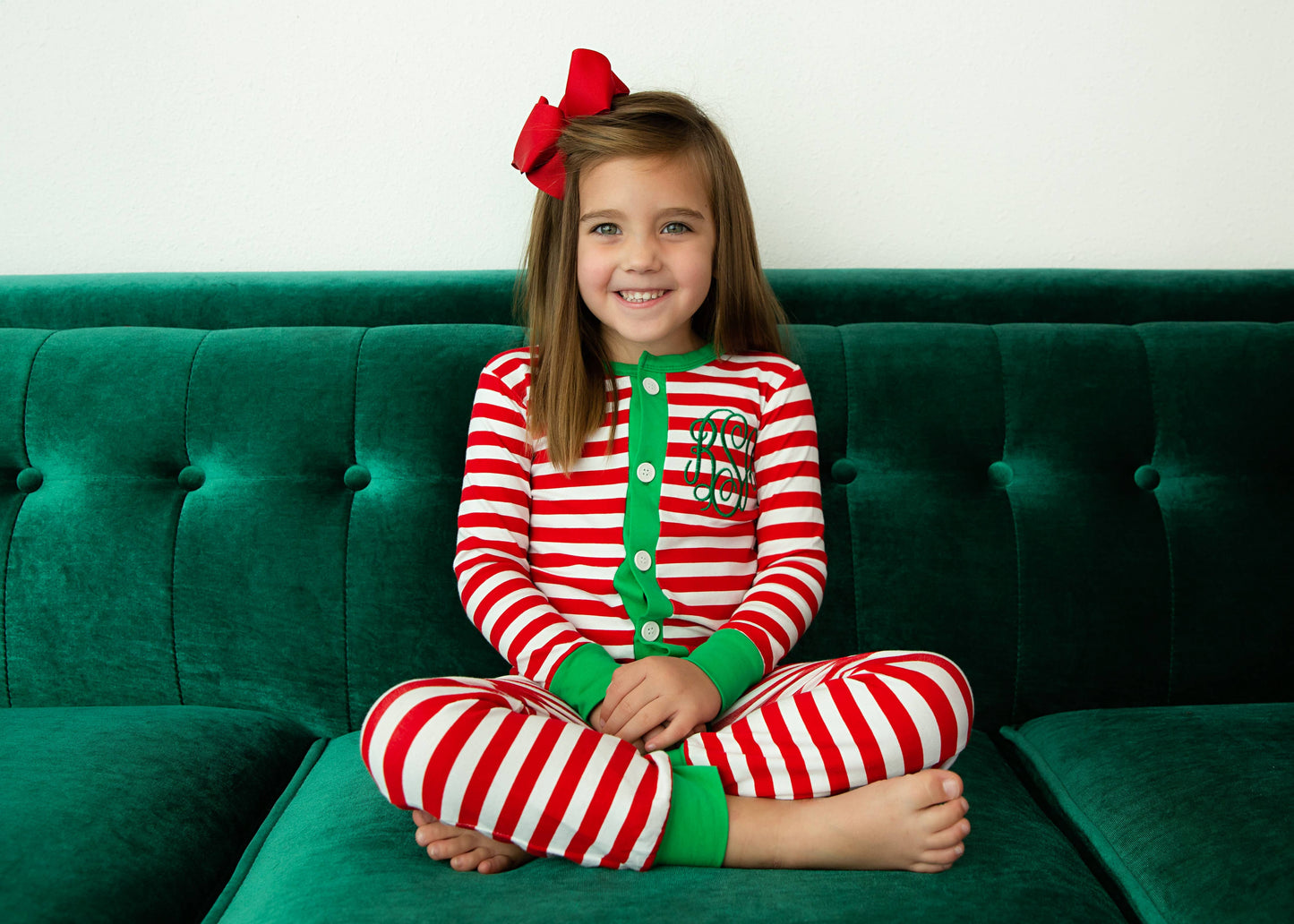 Kids Faux Flap Christmas Pajamas, Red and White Stripe